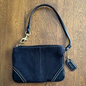 Coach Black Wristlet with Gold Accents